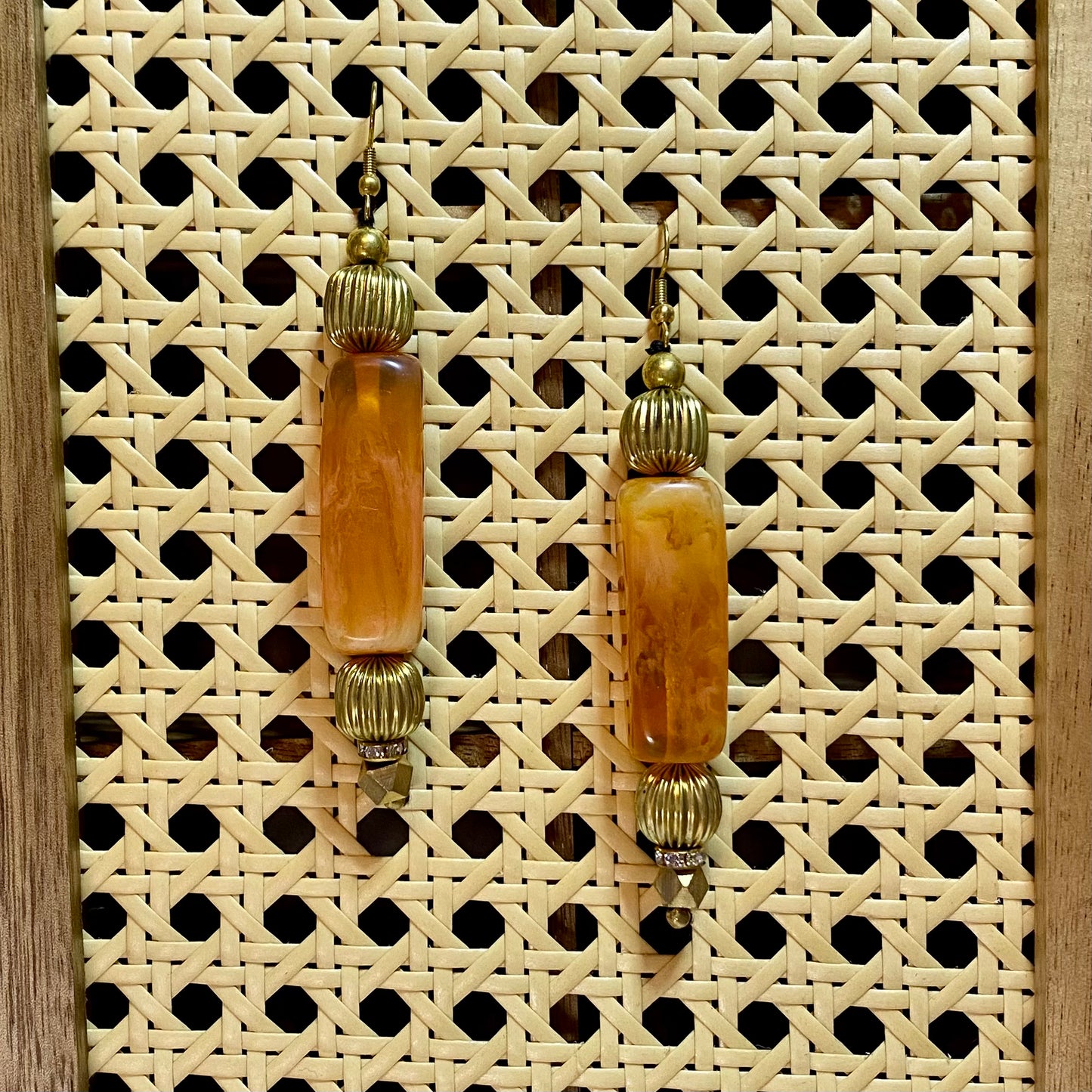 Amber Lantern Beaded Earring