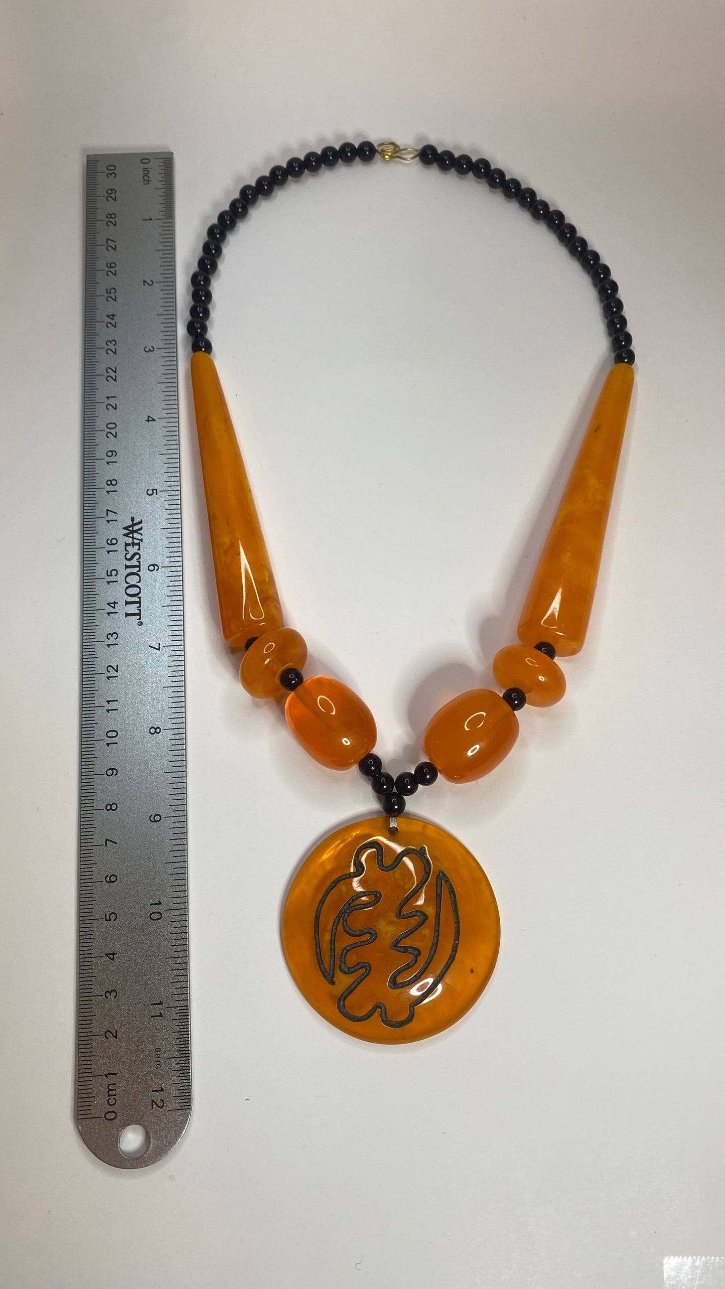 “Gye Nyame”  Resin Necklace in Burnt Orange