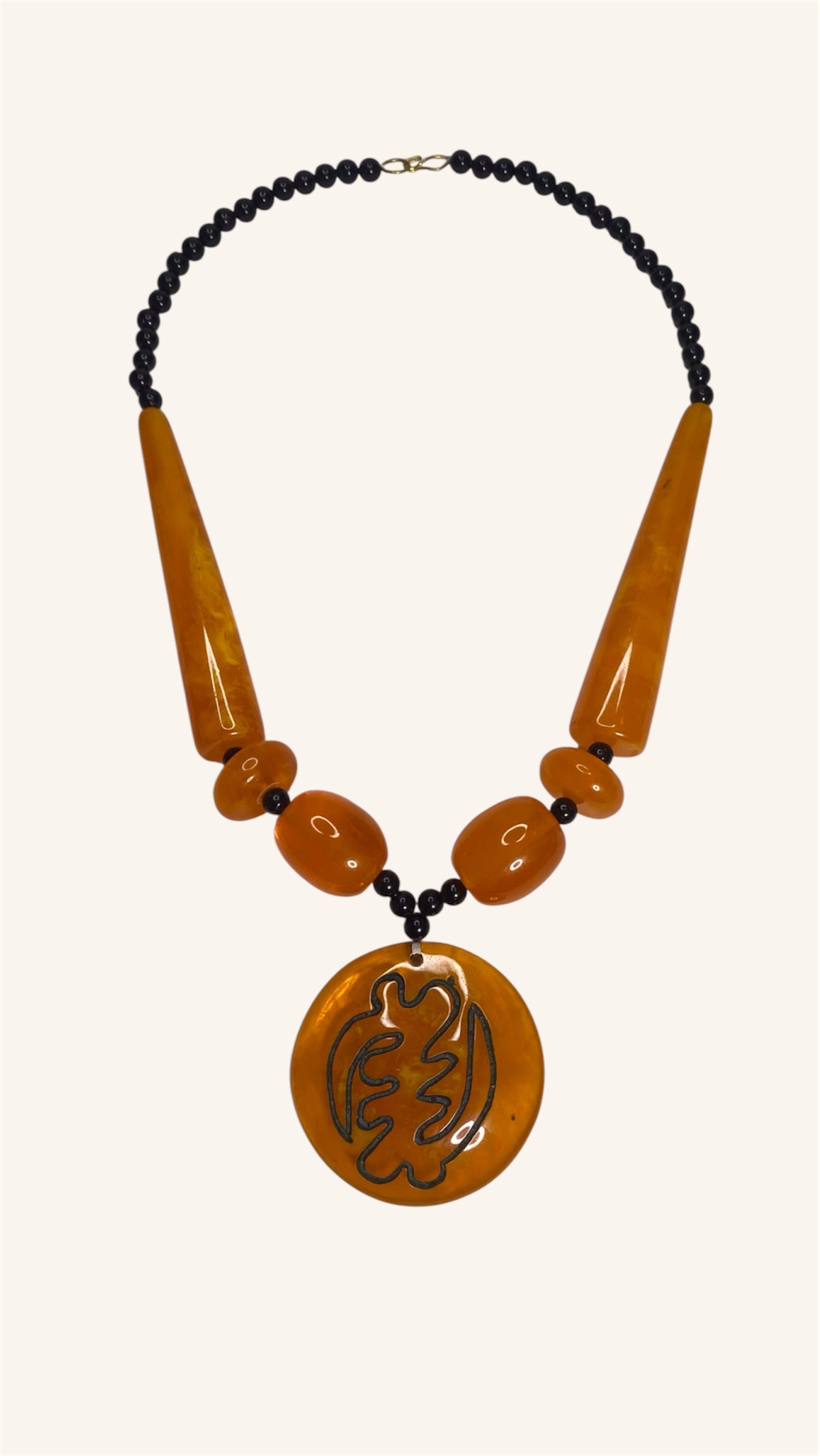 “Gye Nyame”  Resin Necklace in Burnt Orange