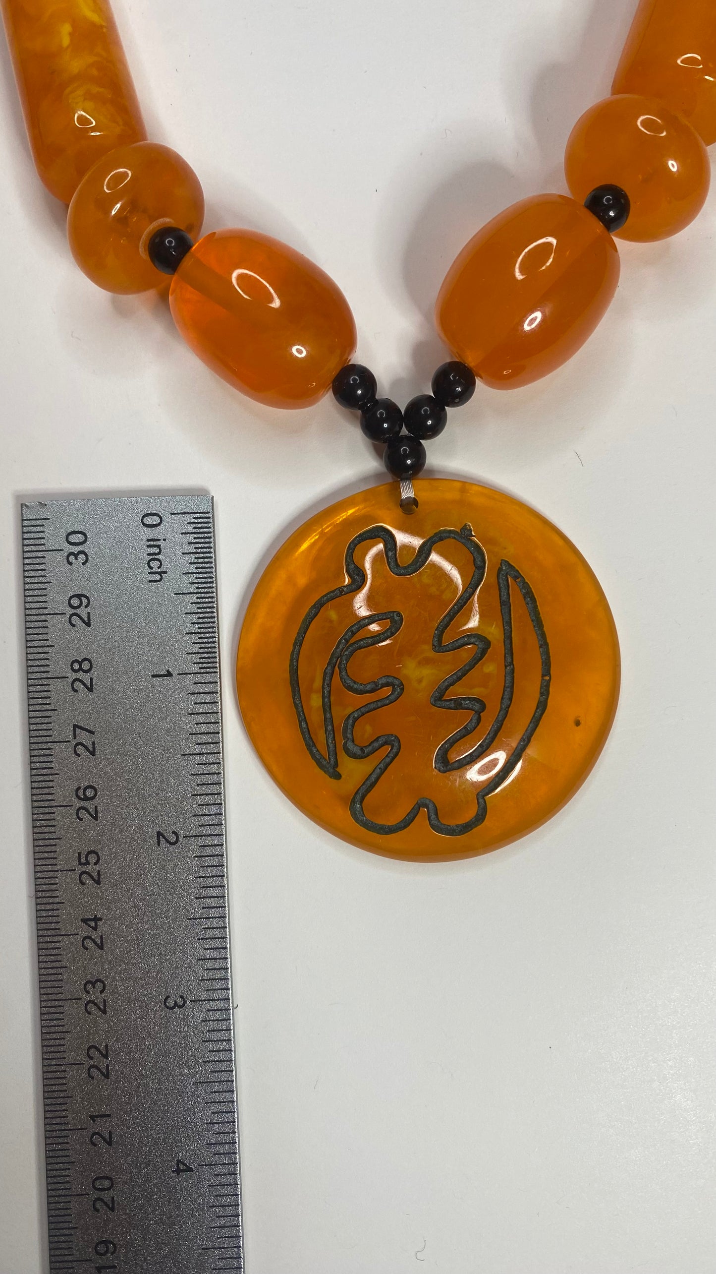 “Gye Nyame”  Resin Necklace in Burnt Orange
