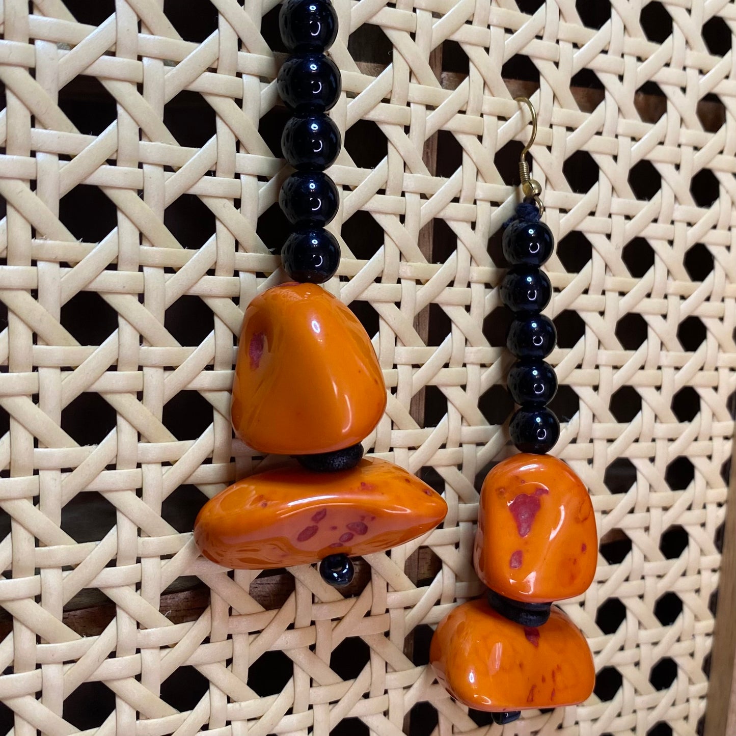 Geo Rock Candy Earring In Deep Orange