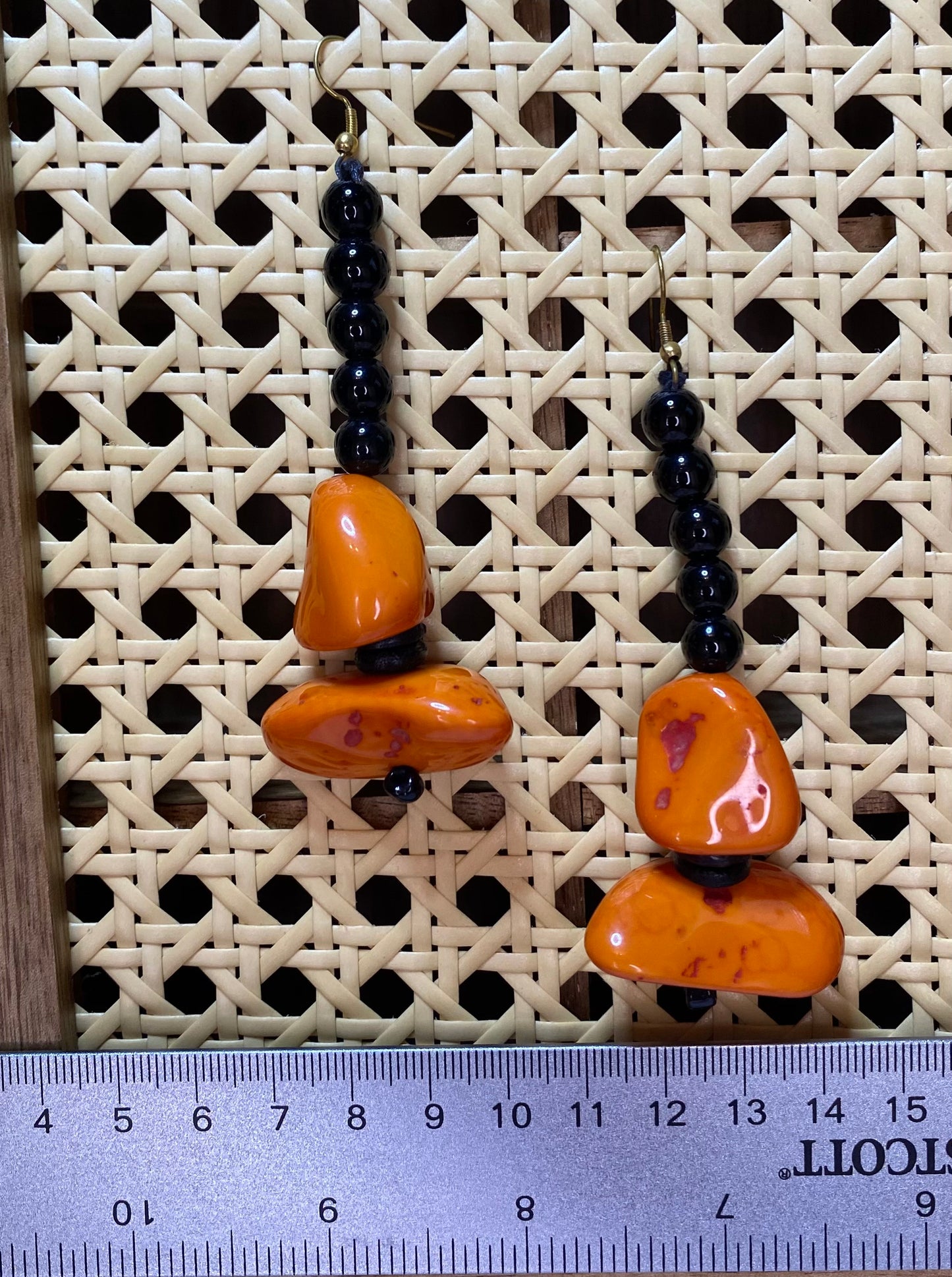 Geo Rock Candy Earring In Deep Orange