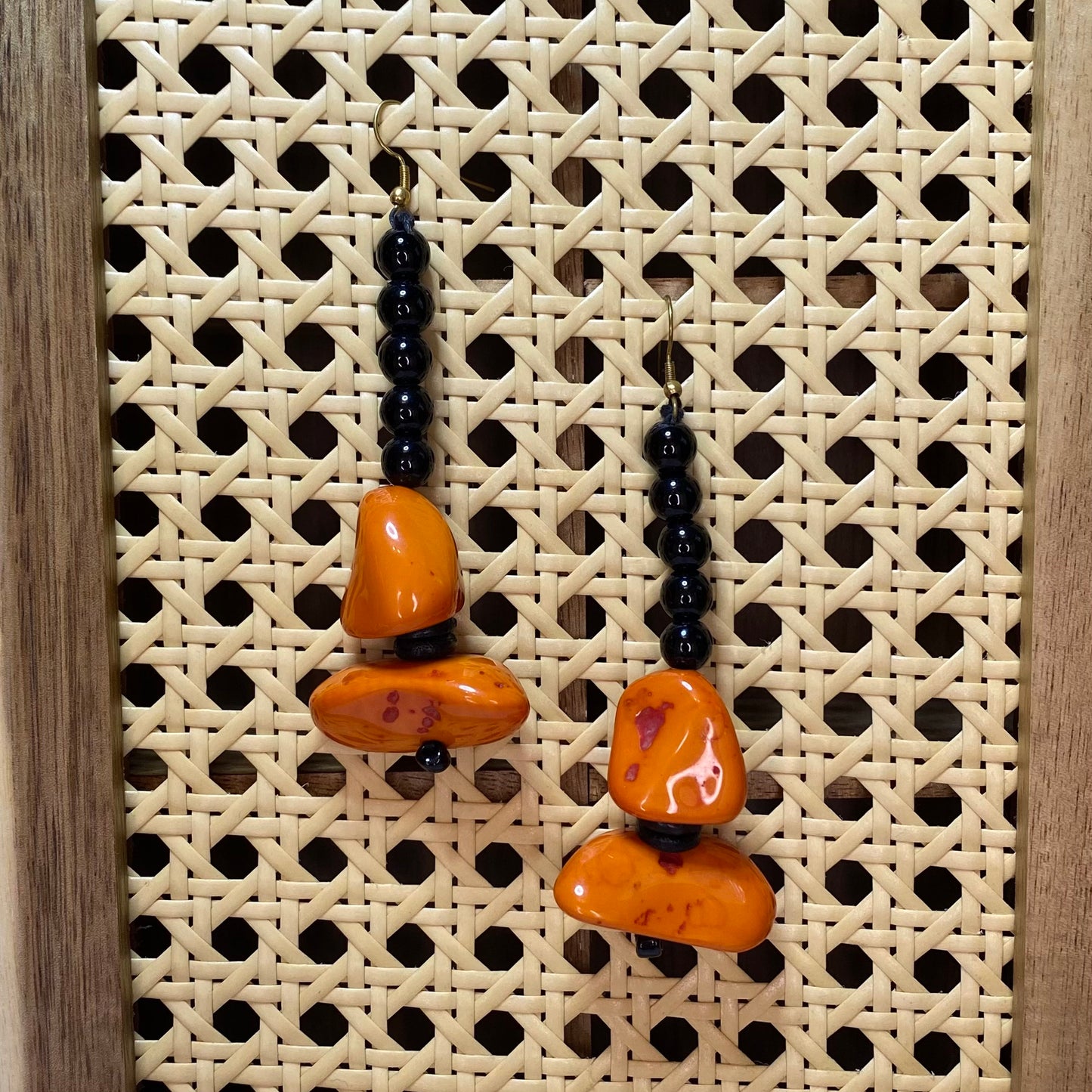 Geo Rock Candy Earring In Deep Orange