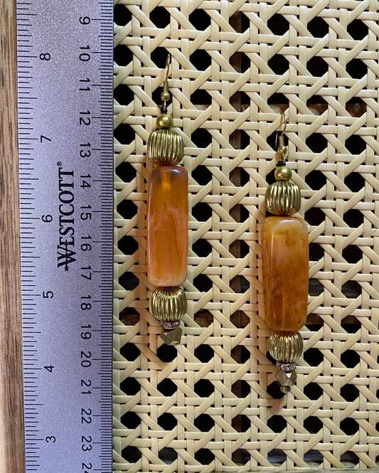 Amber Lantern Beaded Earring