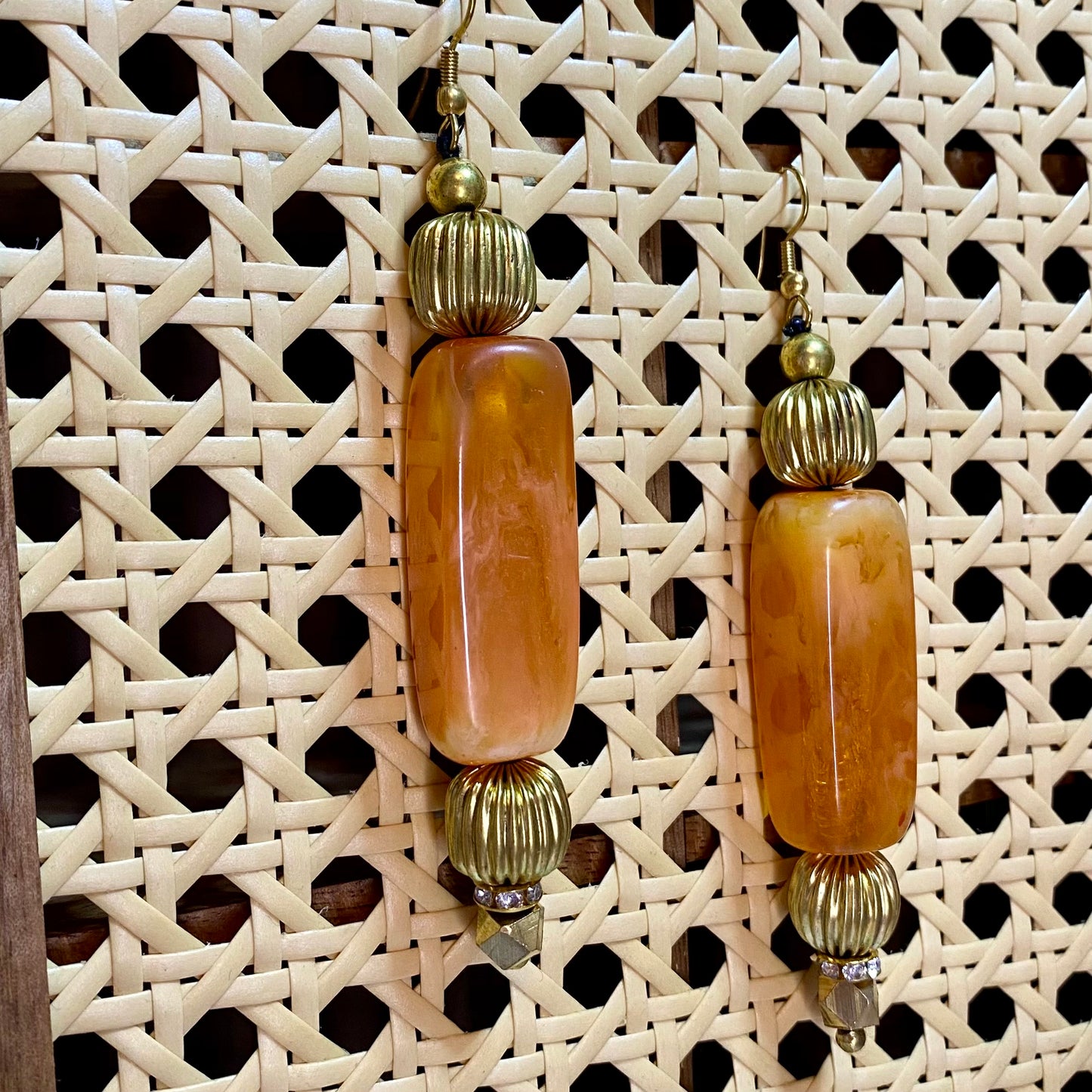 Amber Lantern Beaded Earring
