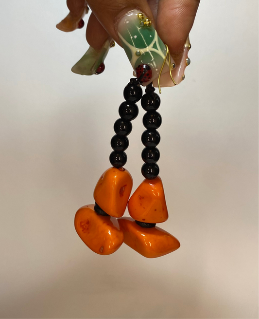 Geo Rock Candy Earring In Deep Orange
